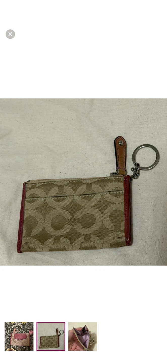 Coach Tan and Pink Card Holder with Keychain - photo 2