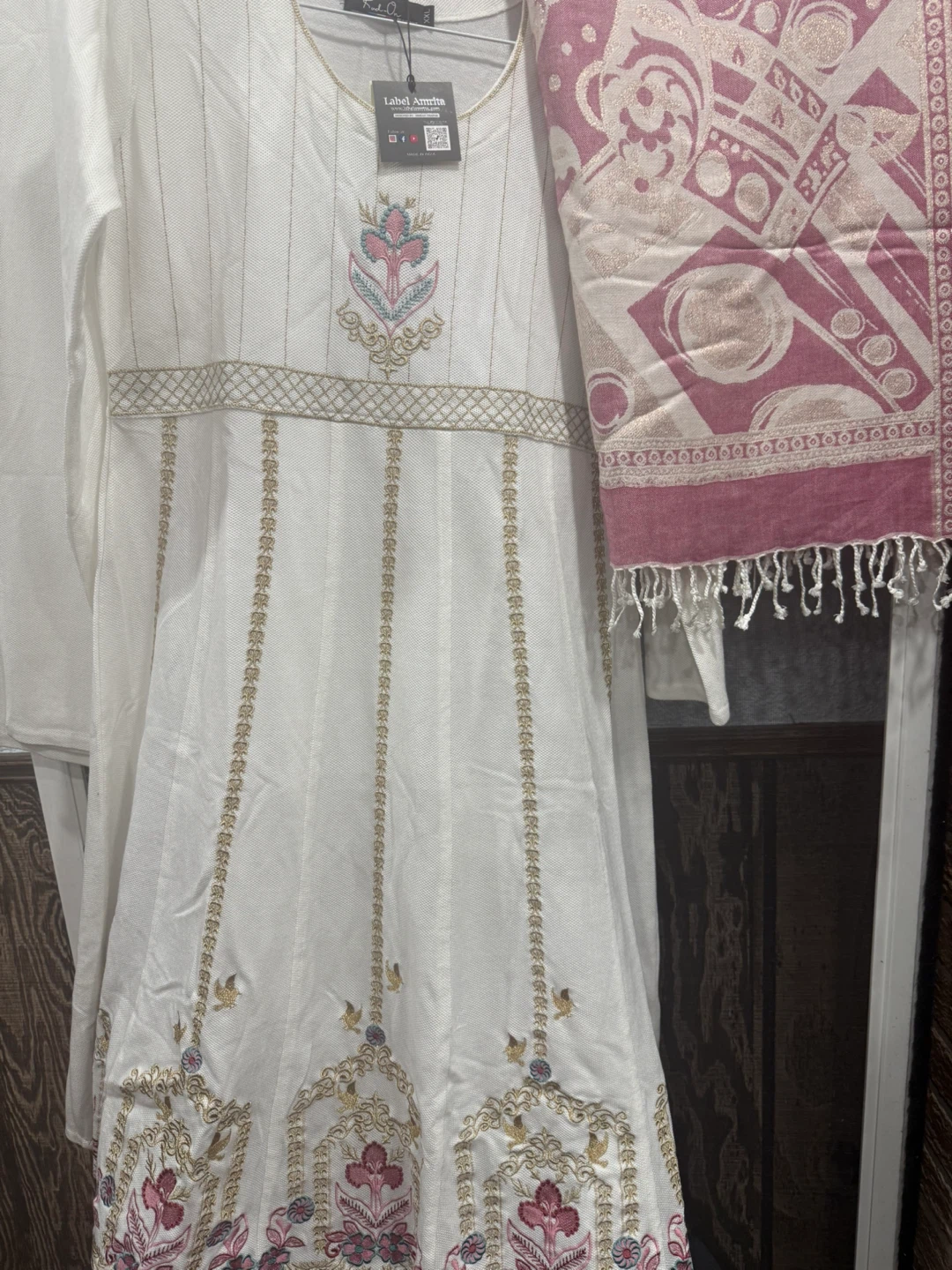 Label Amrita White Dress with Shawl