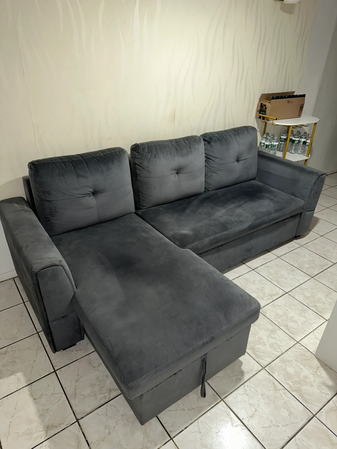 Gray Sectional Sofa with Chaise Lounge