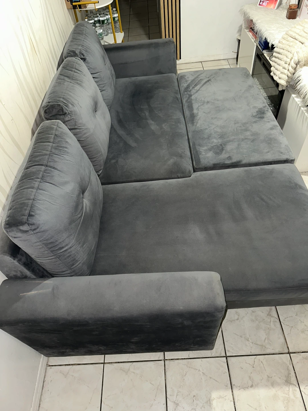 Gray Sectional Sofa with Chaise Lounge - photo 4
