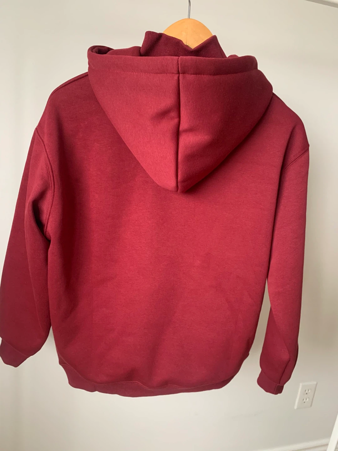 Burgundy Thick Winter Hoodie High Neck Size M New - photo 2