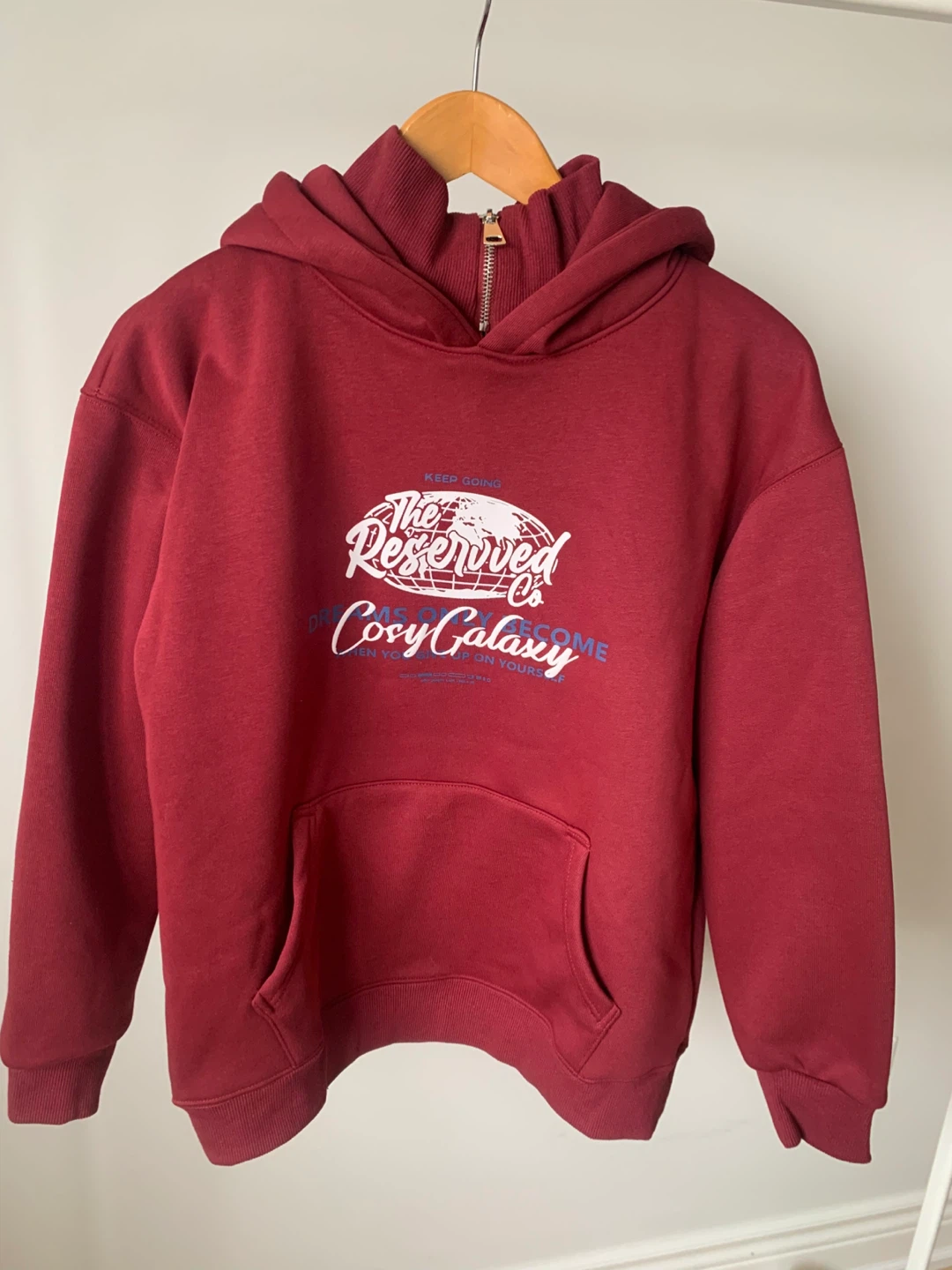 Burgundy Thick Winter Hoodie High Neck Size M New
