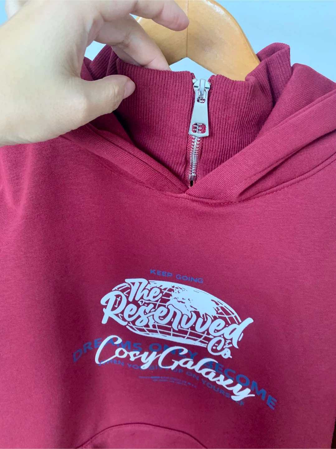 Burgundy Thick Winter Hoodie High Neck Size M New - photo 4