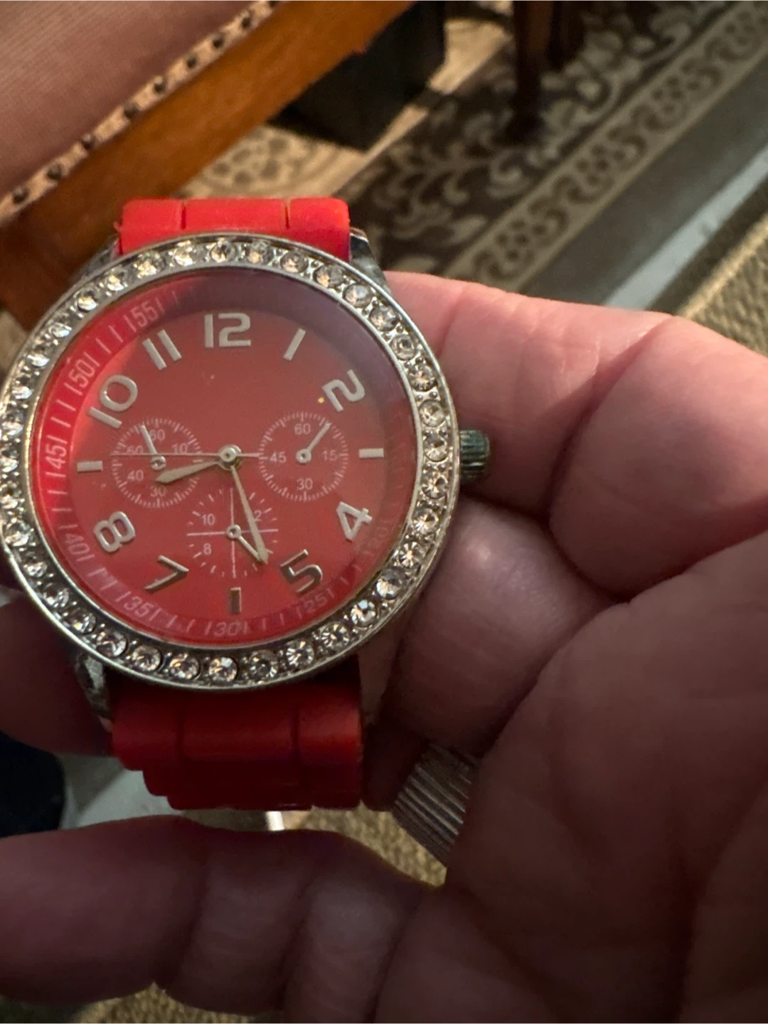 Red Fashion Watch with Rhinestones