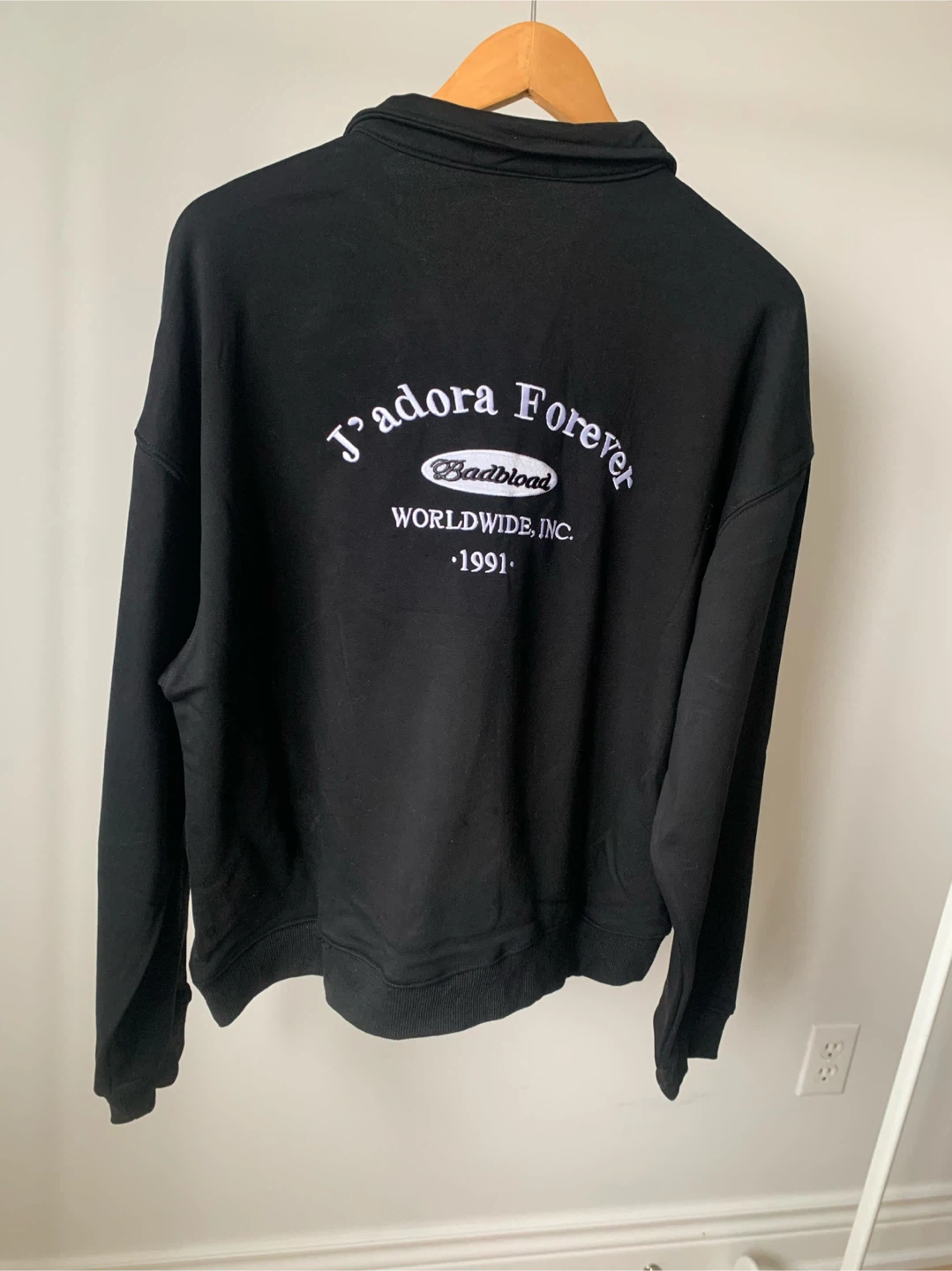 Black Polo Style Sweatshirt Oversized New - photo 3