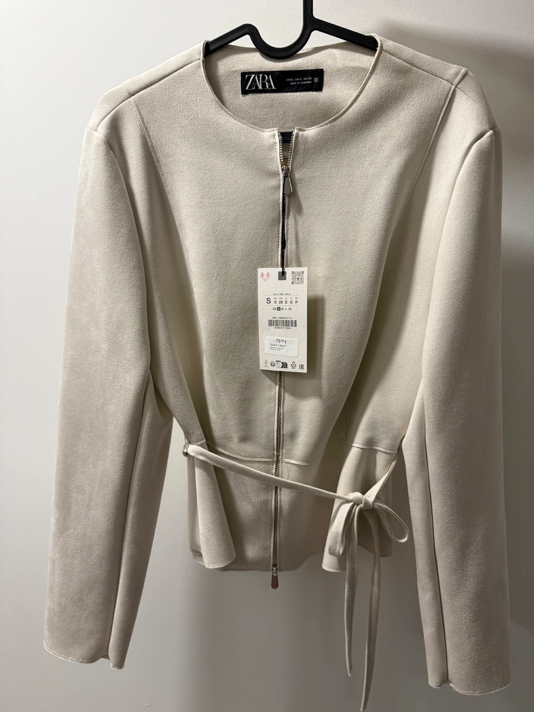 Zara Beige Faux Suede Jacket - Size S - photo 2