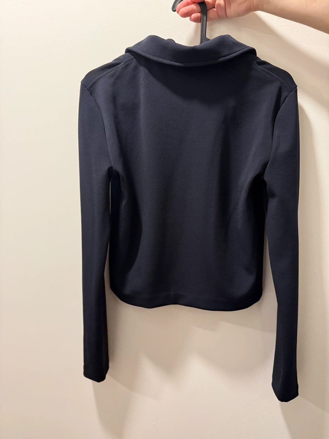 Zara Navy Blue Collared Zip-Up Jacket - Size S - photo 2