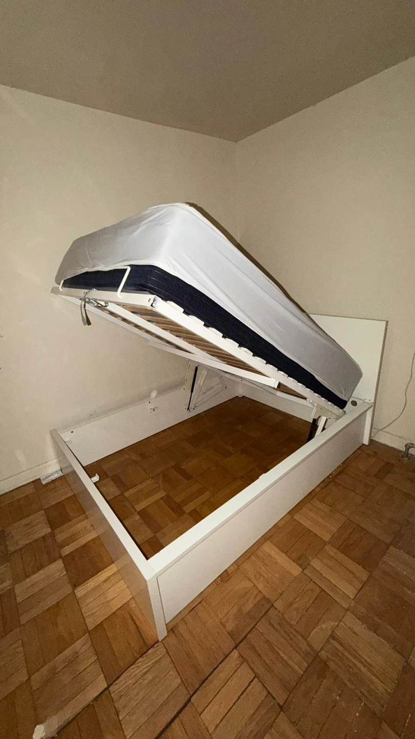 IKEA White Bed Frame with Storage - photo 2