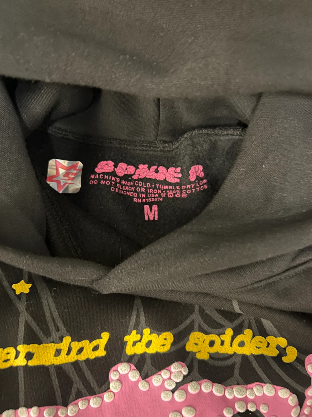 Sp5der Black Hoodie - Size M - photo 3