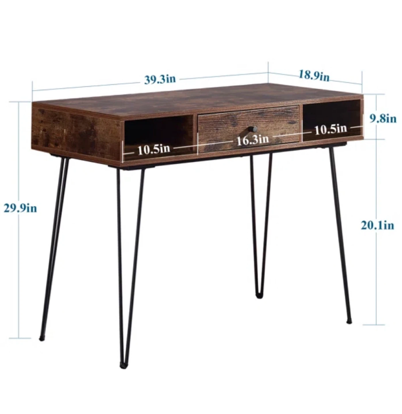 Brown Console/Writing Desk with Drawer - photo 2