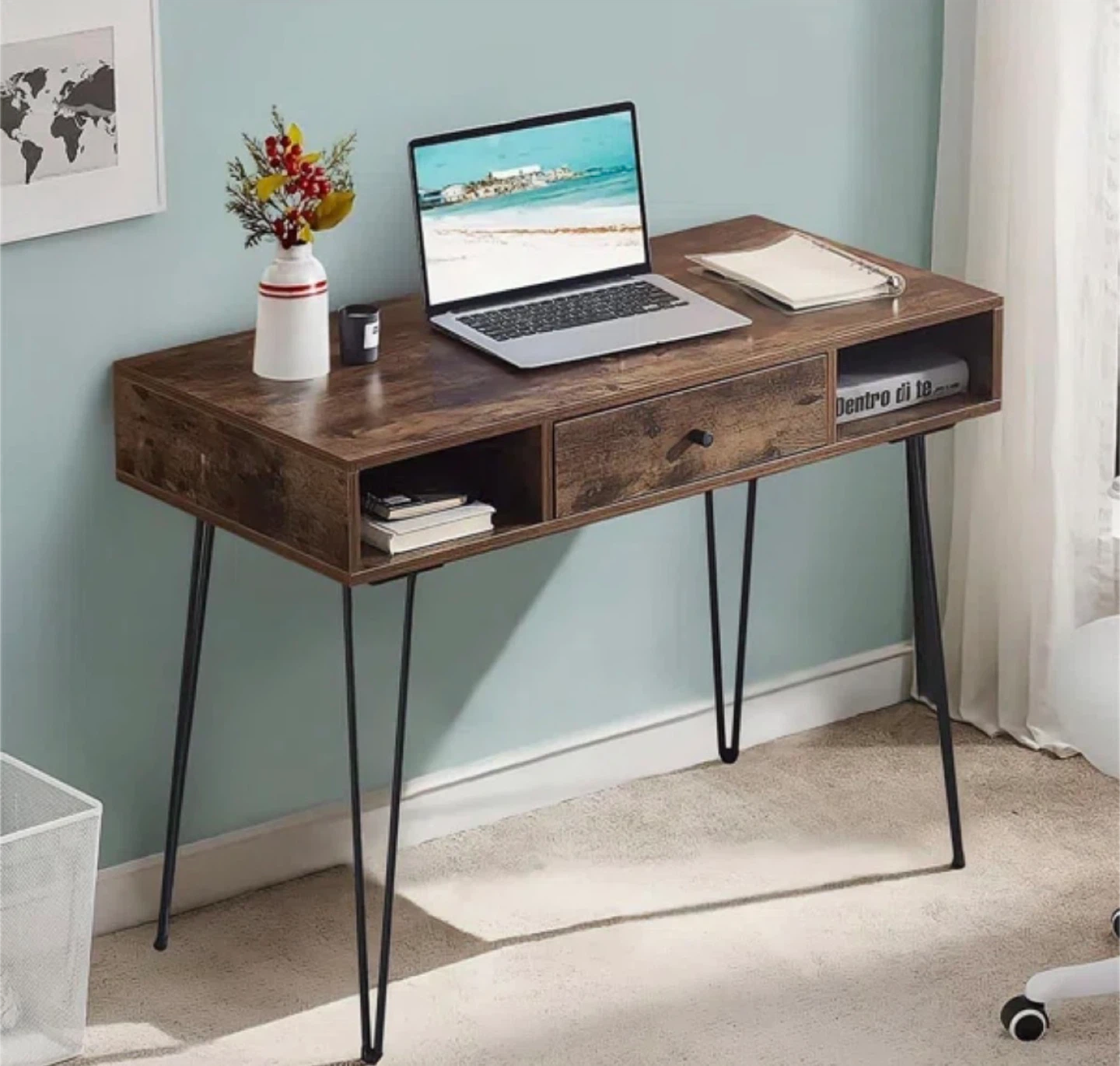 Brown Console/Writing Desk with Drawer
