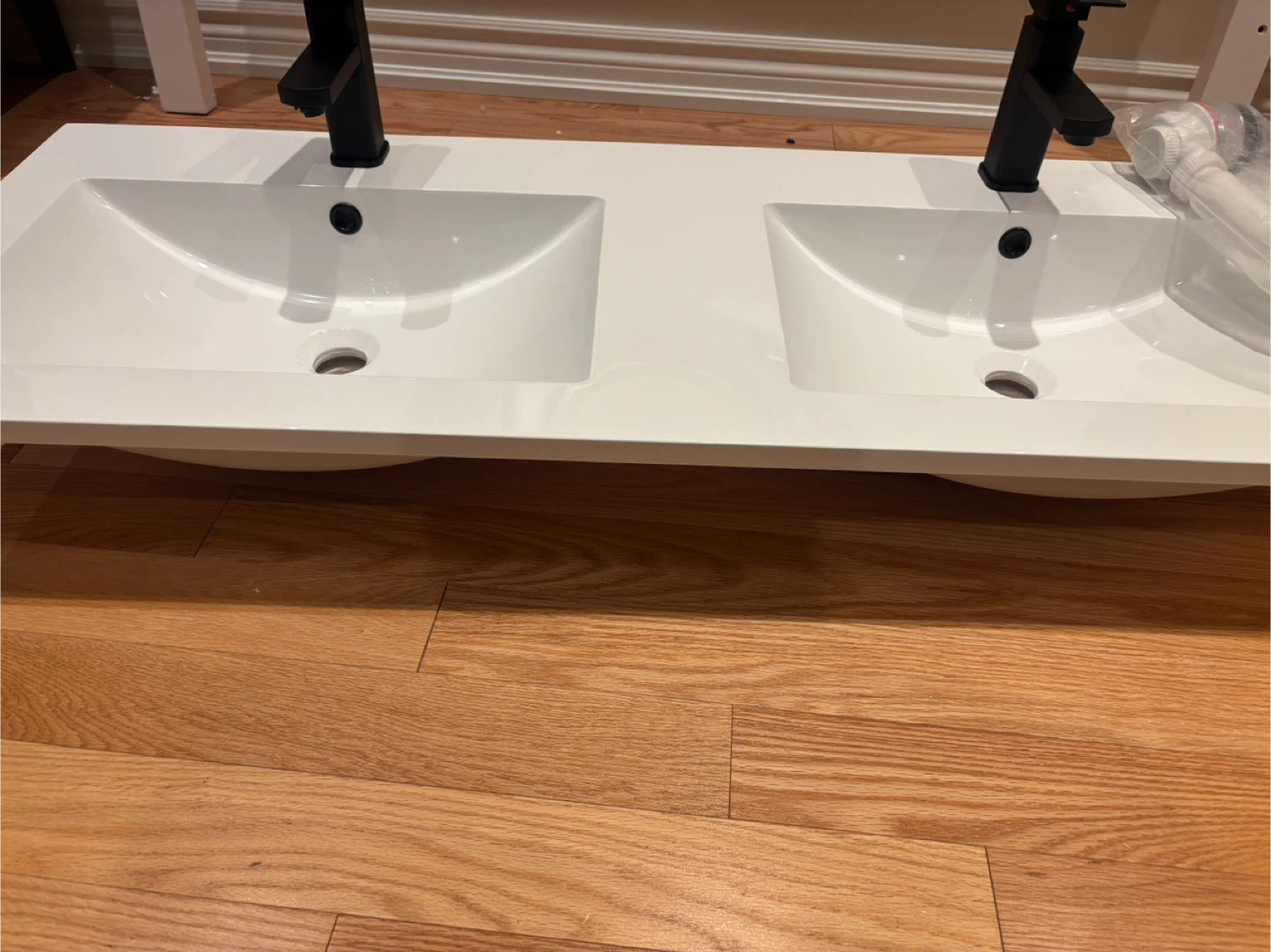 Double Sink Vanity Top with Faucet- White - 49 Inches- - photo 2