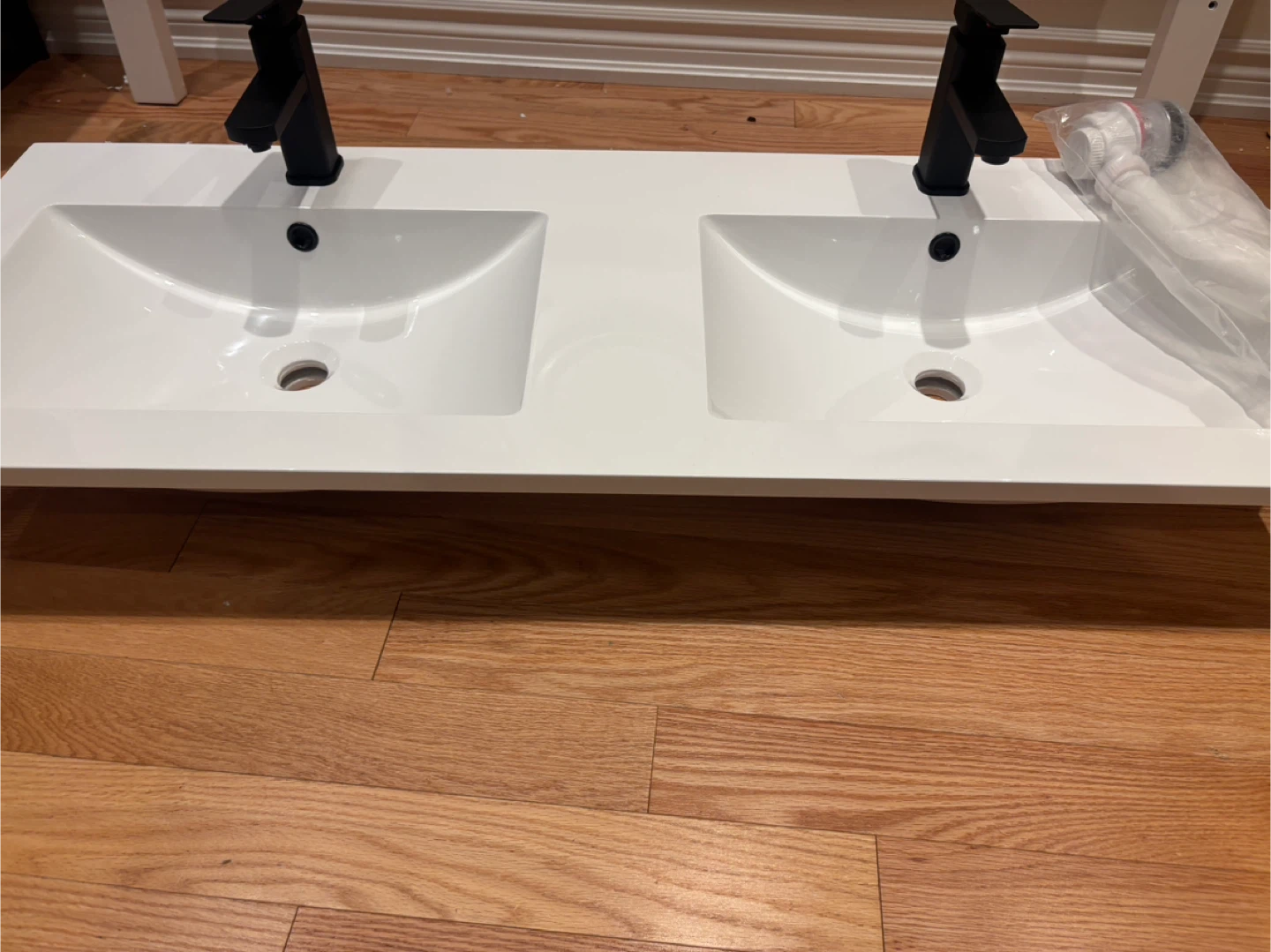 Double Sink Vanity Top with Faucet- White - 49 Inches- - photo 3