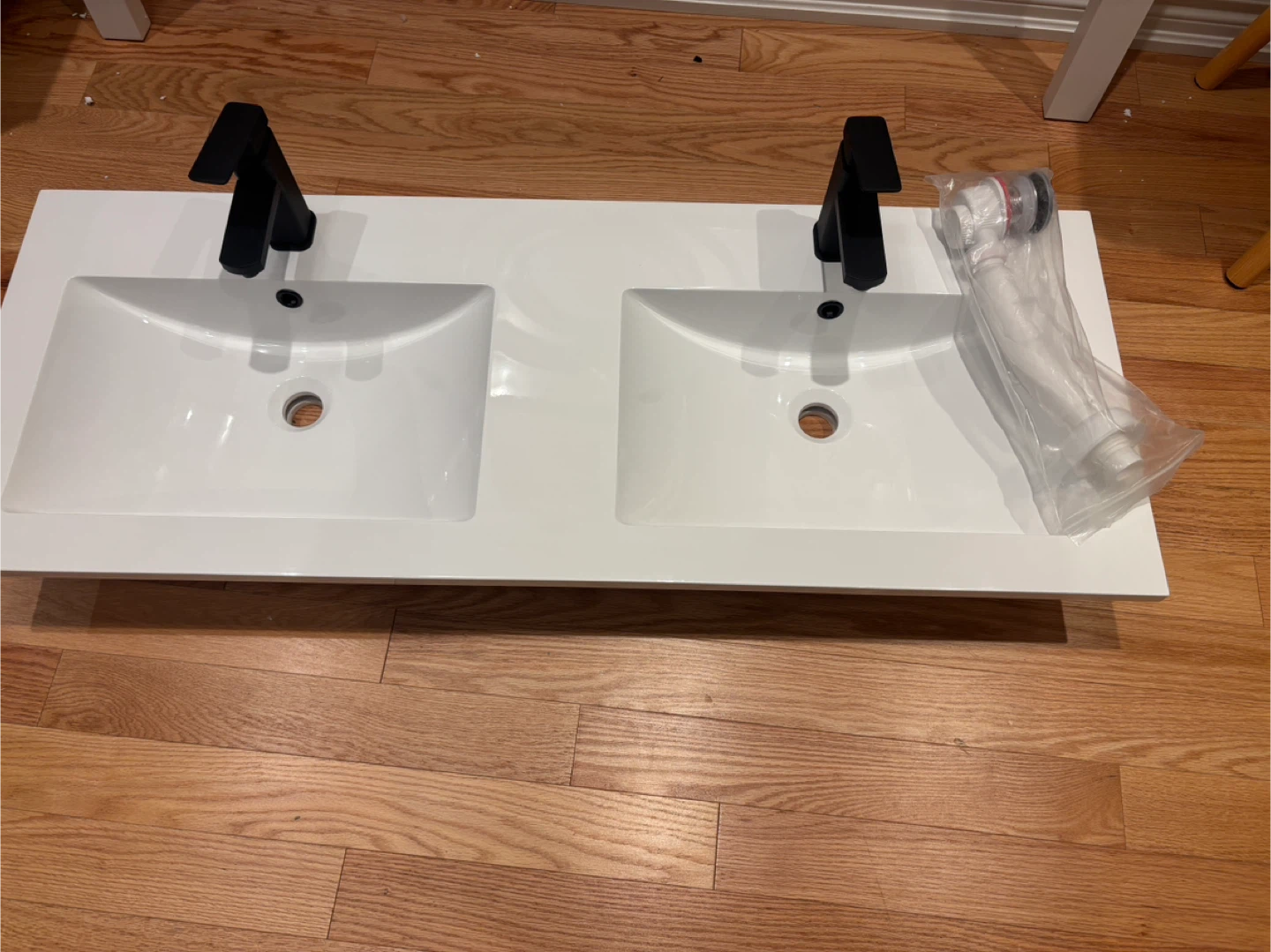 Double Sink Vanity Top with Faucet- White - 49 Inches-