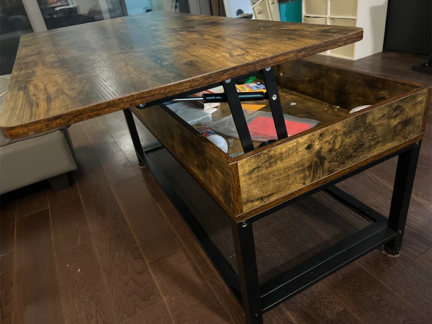 Lift Top Coffee Table - Rustic Brown - photo 4