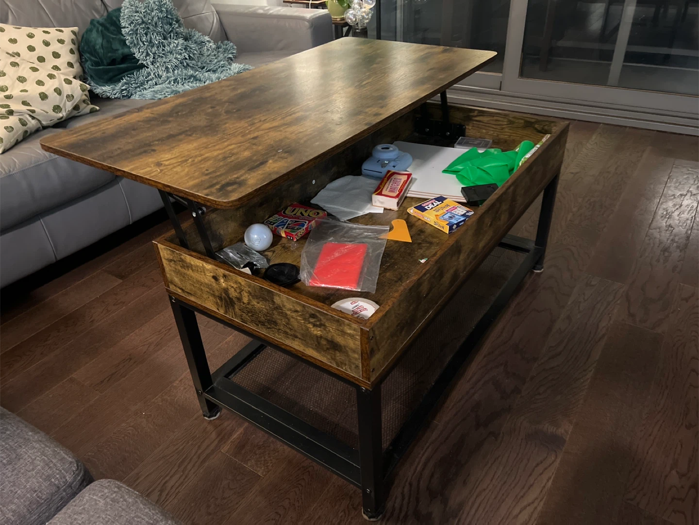 Lift Top Coffee Table - Rustic Brown - photo 3
