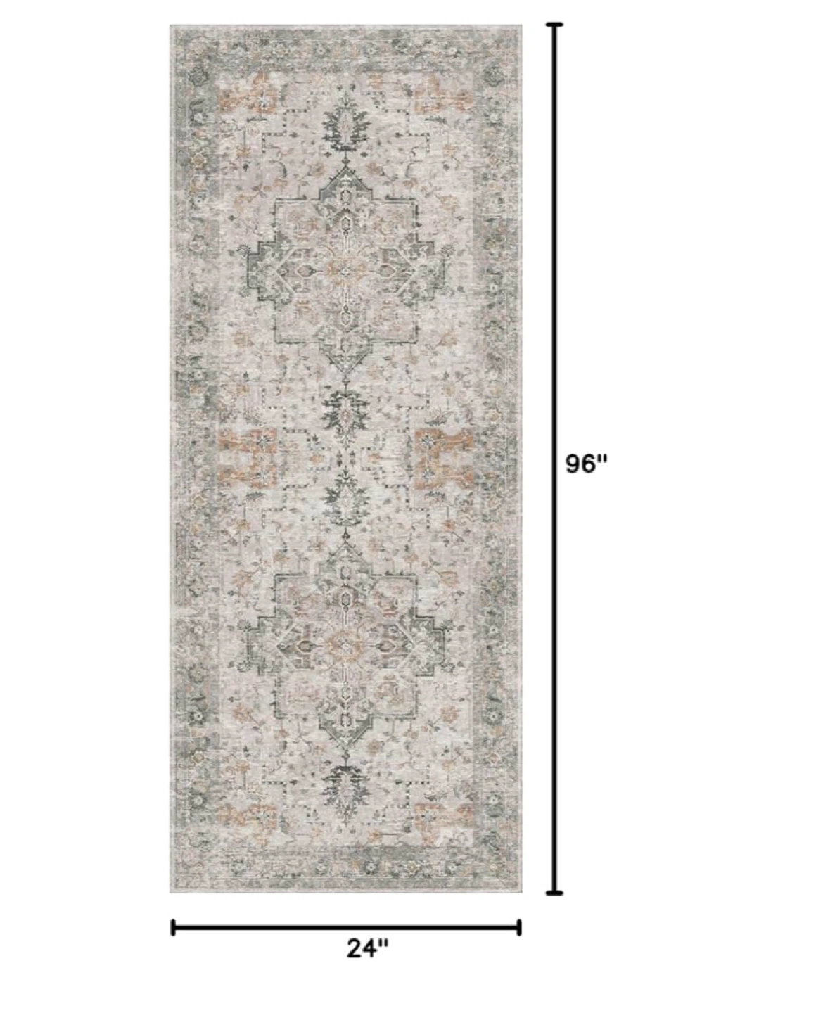 Runner Rug 2x8Non Slip Machine Washable Vintag - photo 2