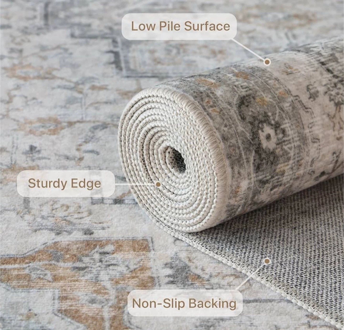 Runner Rug 2x8Non Slip Machine Washable Vintag - photo 5
