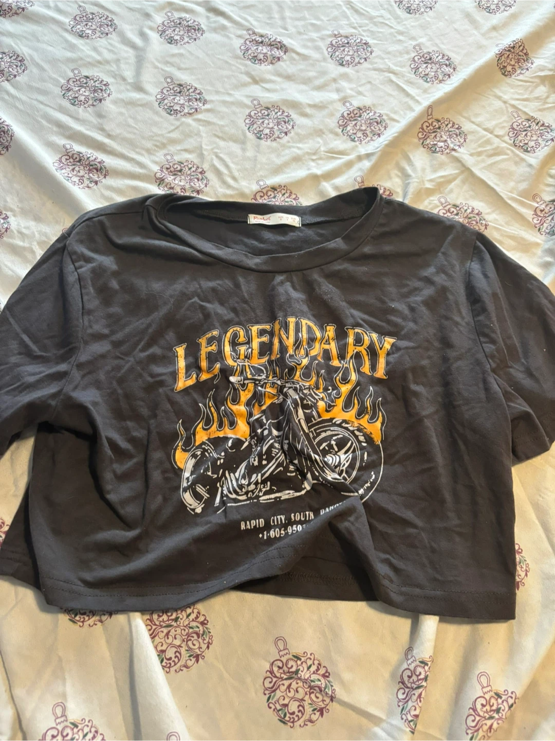 Romwe Black Legendary Graphic Crop Top - Size S