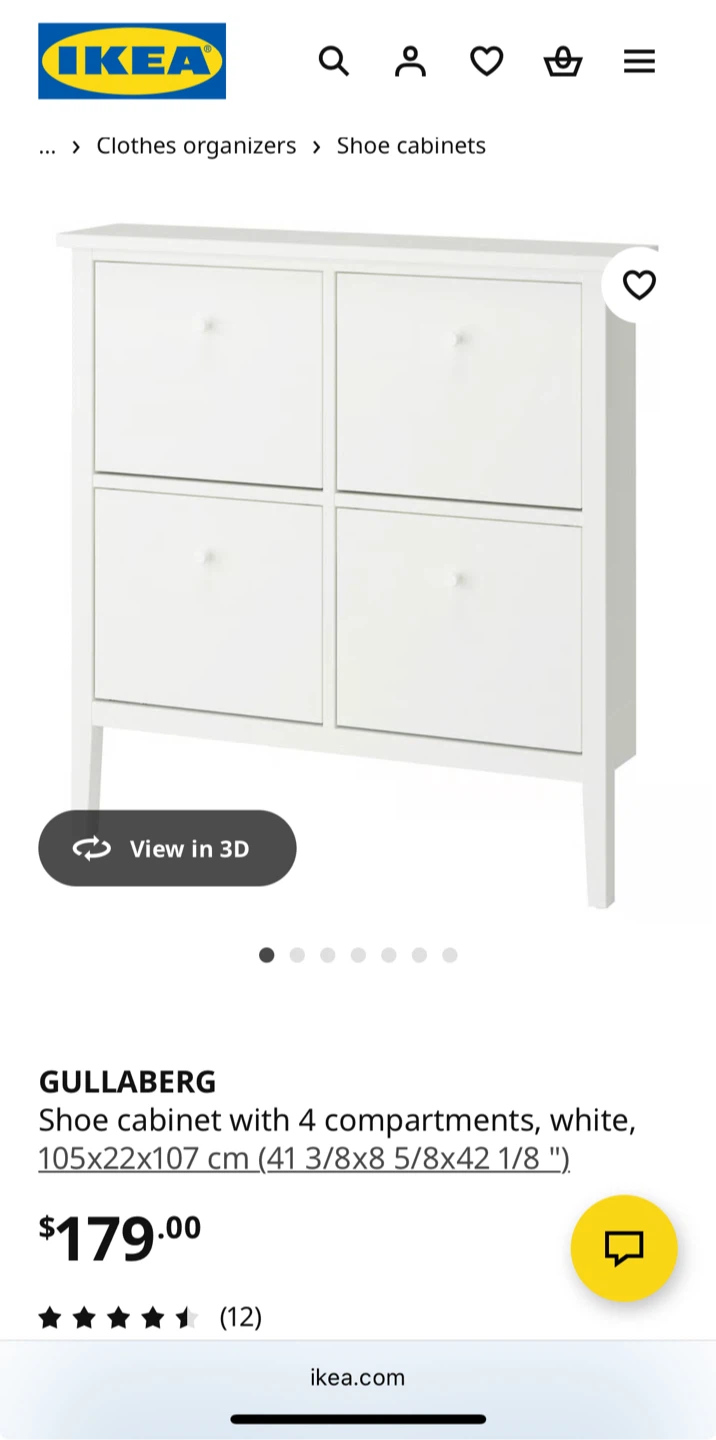 IKEA Gullaberg Shoe Cabinet - White