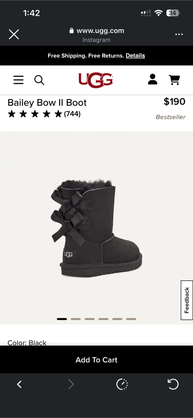 UGG Bailey Bow II Black Boots - Size 13 - photo 4