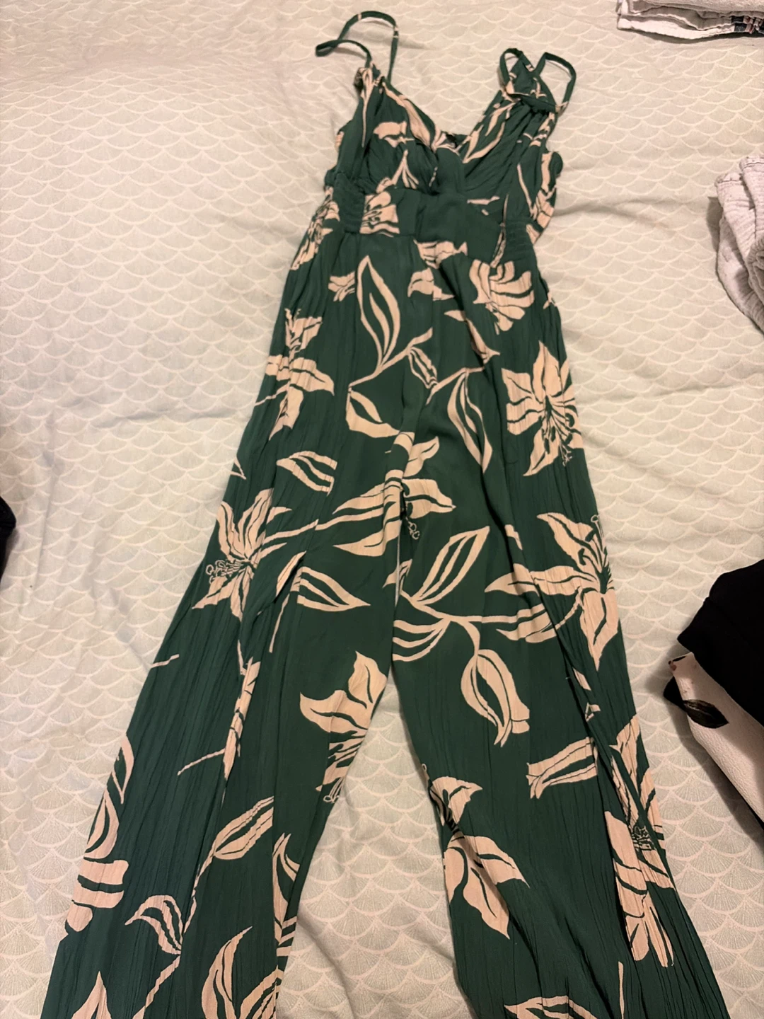 Floral Print Jumpsuit - Green