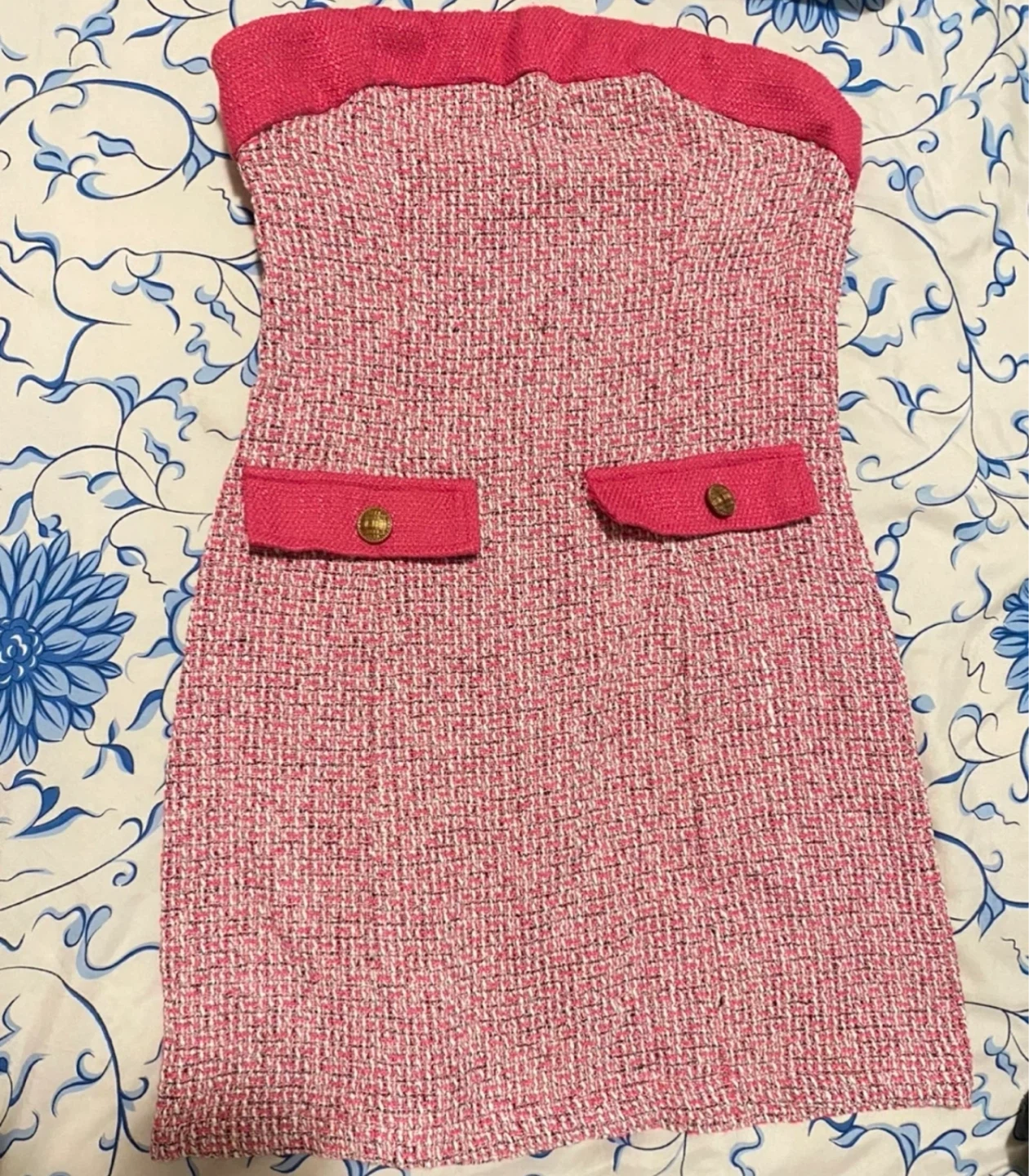 Pink Tweed Mini Dress