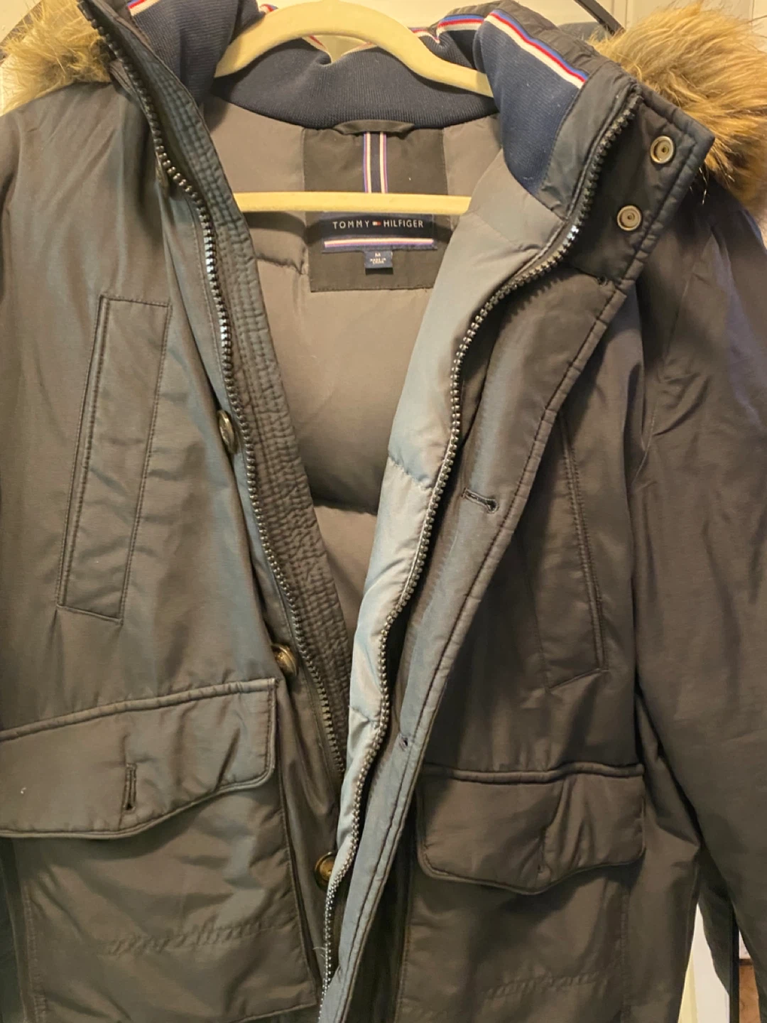 Tommy Hilfiger Black Fur Hooded Bomber Jacket - M - photo 3