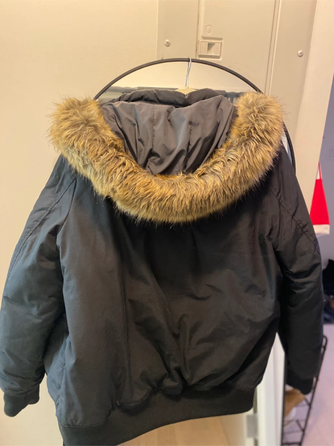 Tommy Hilfiger Black Fur Hooded Bomber Jacket - M - photo 4