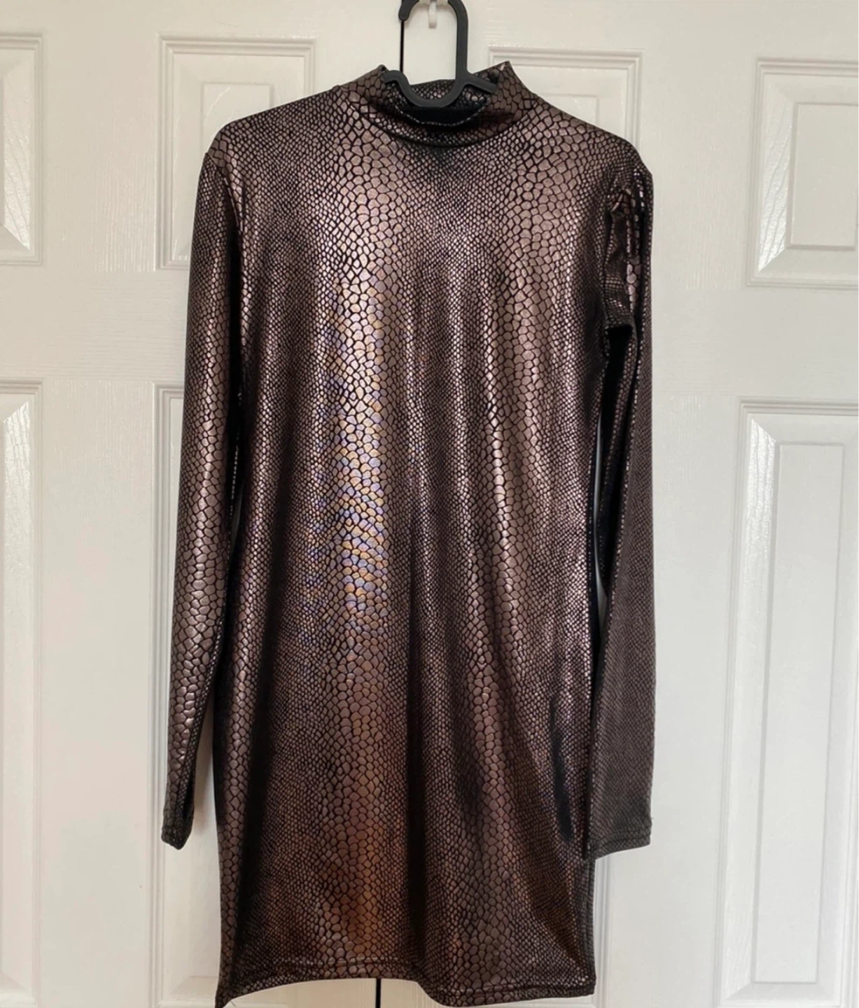 Snakeskin Print Long Sleeve Mini Dress