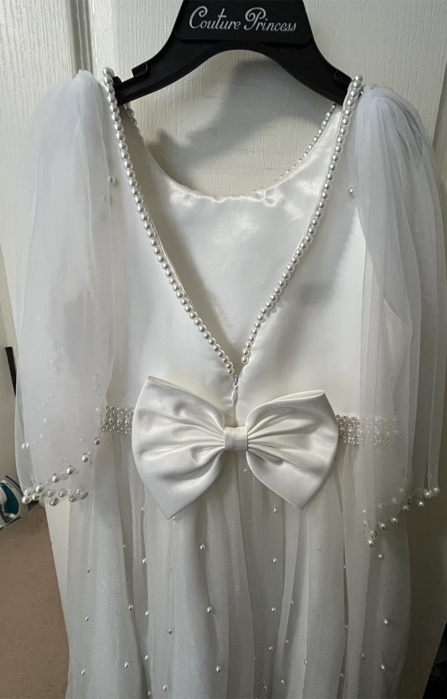 Couture Princess White Pearl Dress -Size 12 - photo 2