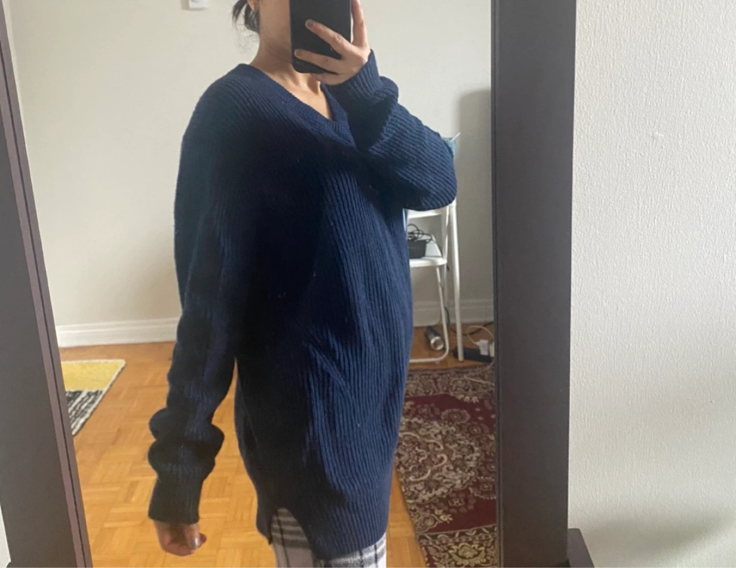 Navy Blue Knit Sweater Dress