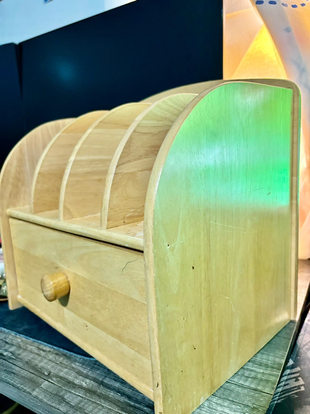 Wooden Desk Organizer with Drawer - photo 3