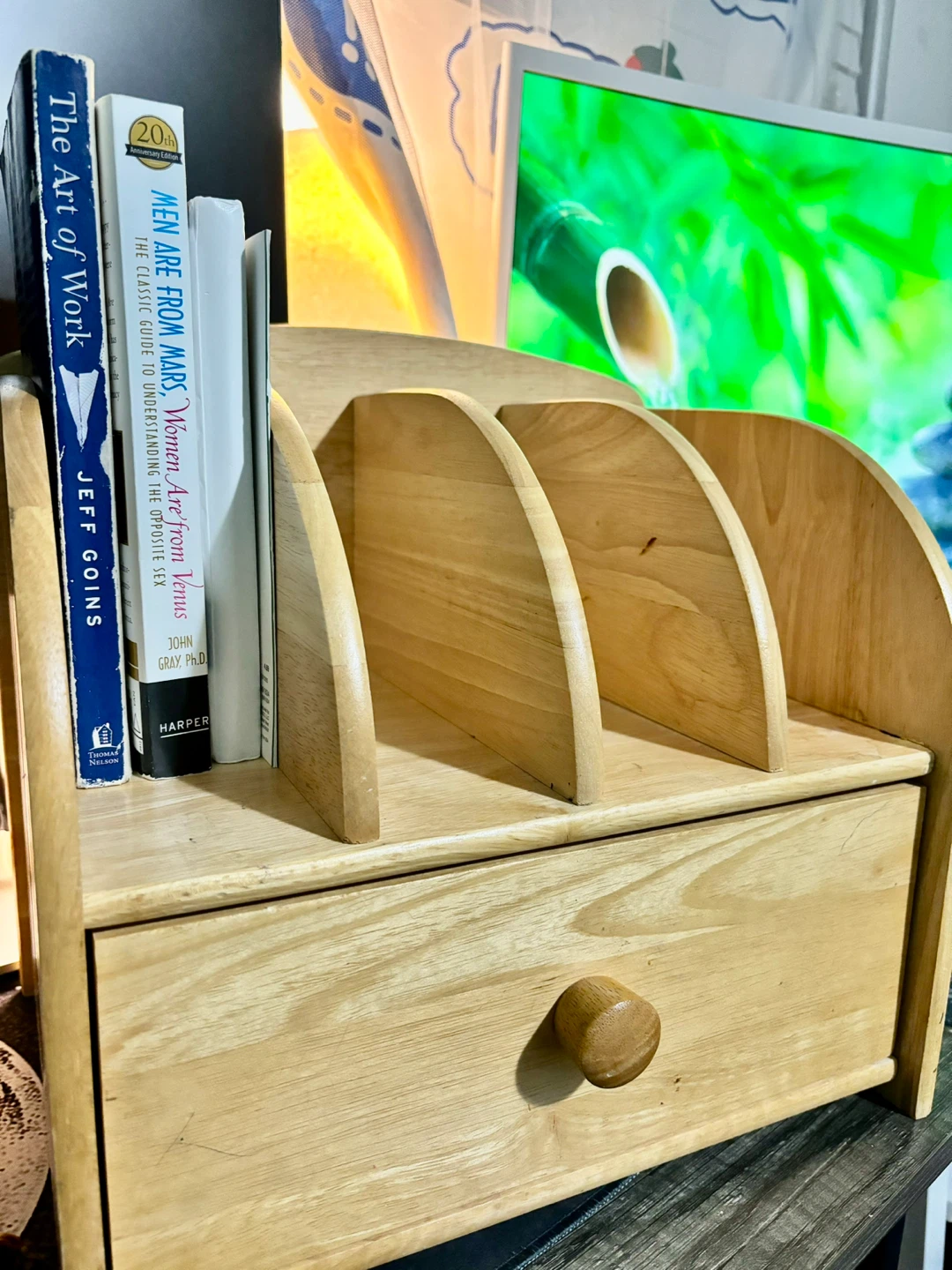 Wooden Desk Organizer with Drawer - photo 2