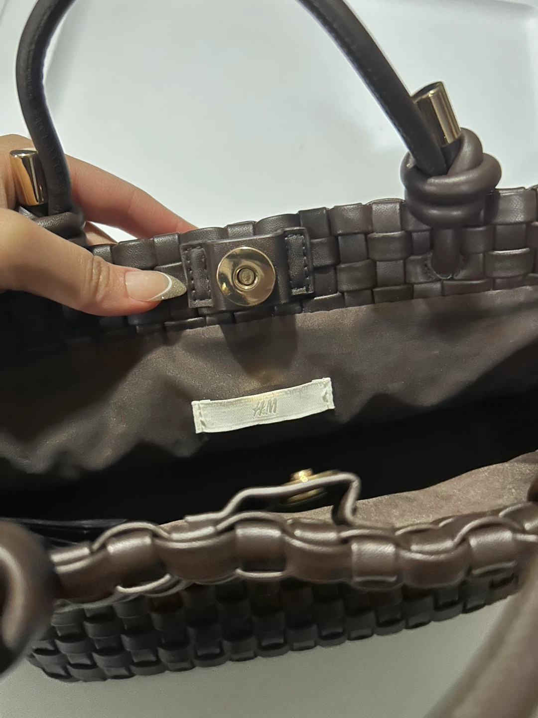 NOT USED H&M Brown Woven Tote Bag - photo 2