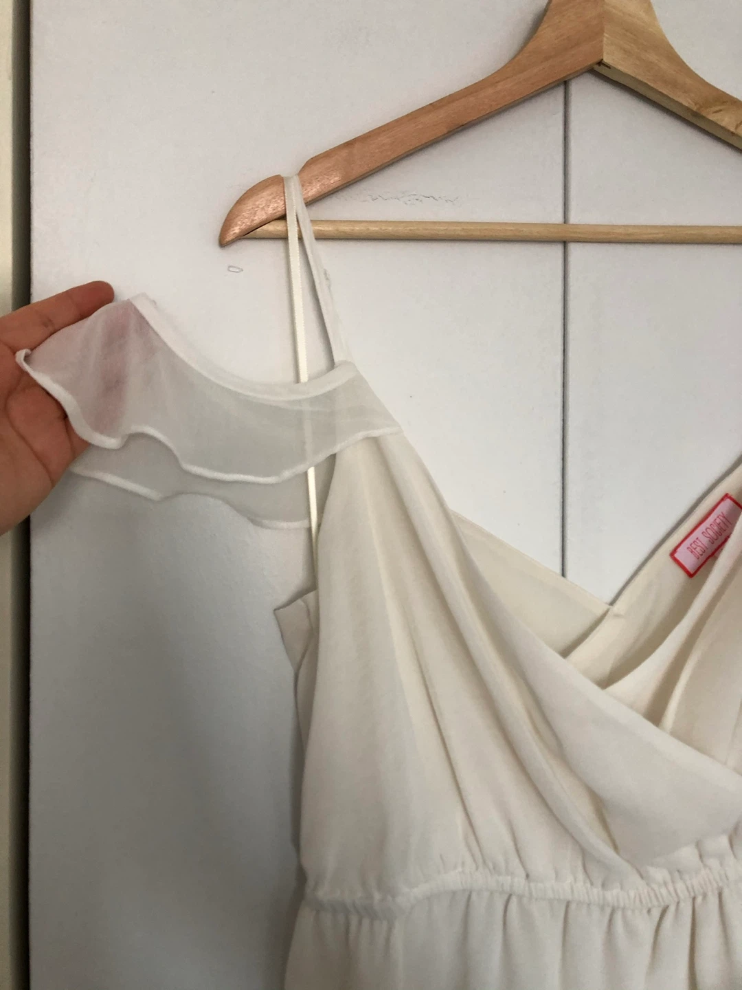 White Summer Dress Fairy Drop Shoulder Strap - Size L - photo 3