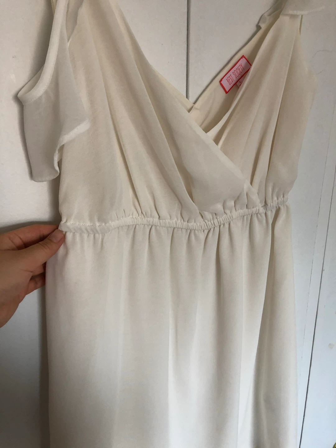 White Summer Dress Fairy Drop Shoulder Strap - Size L - photo 4