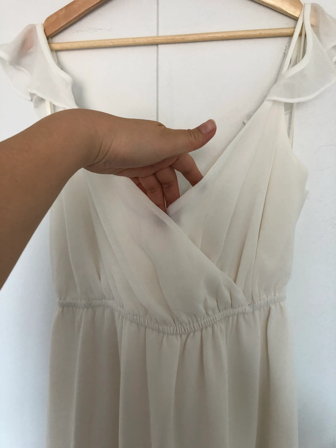 White Summer Dress Fairy Drop Shoulder Strap - Size L - photo 2