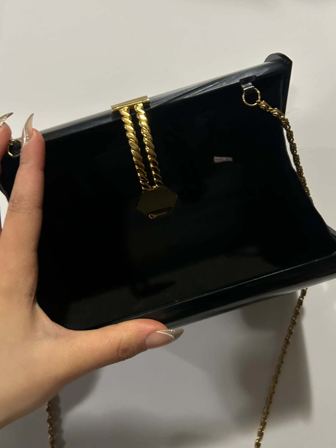 🏆 NEW Fiona Toronto Black Clutch with Gold Chain - photo 2