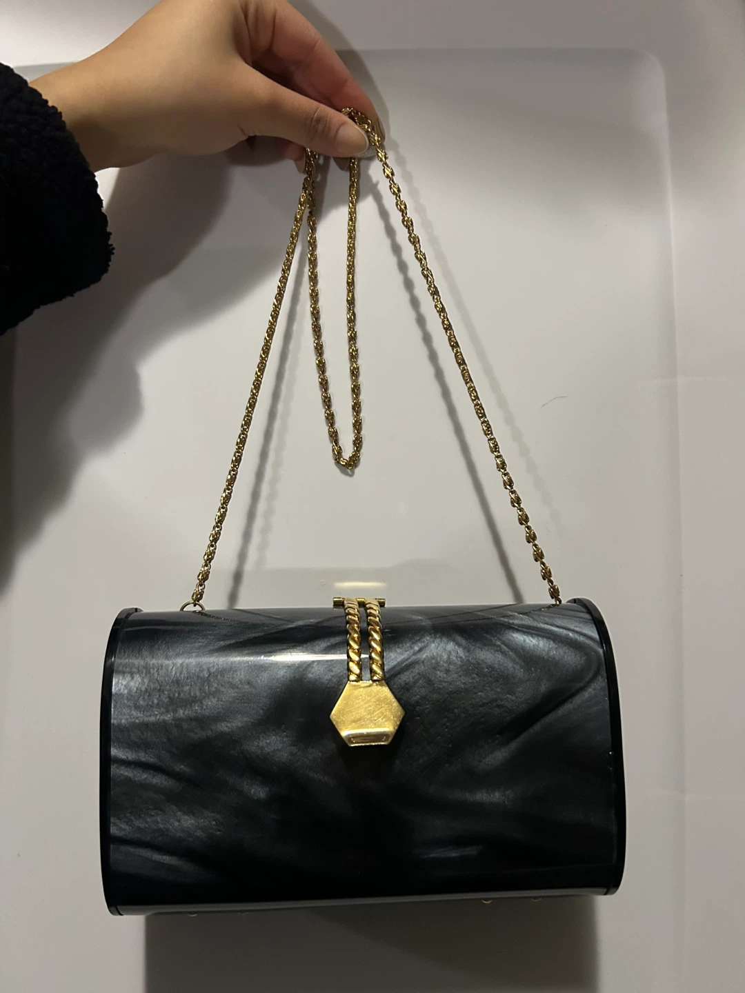 🏆 NEW Fiona Toronto Black Clutch with Gold Chain