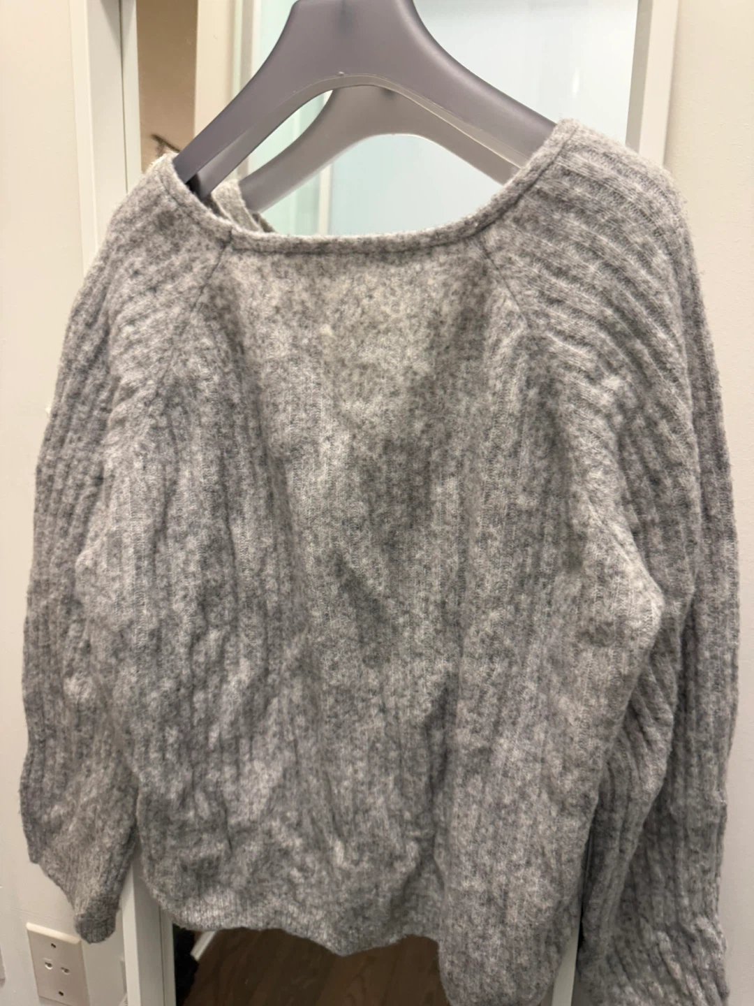 Grey V-Neck Knit Sweater - photo 5