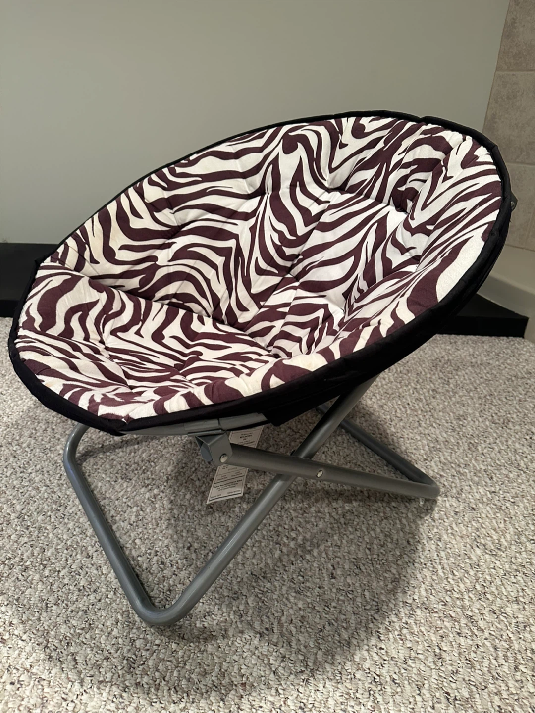 Foldable Saucer Chair - Zebra Print