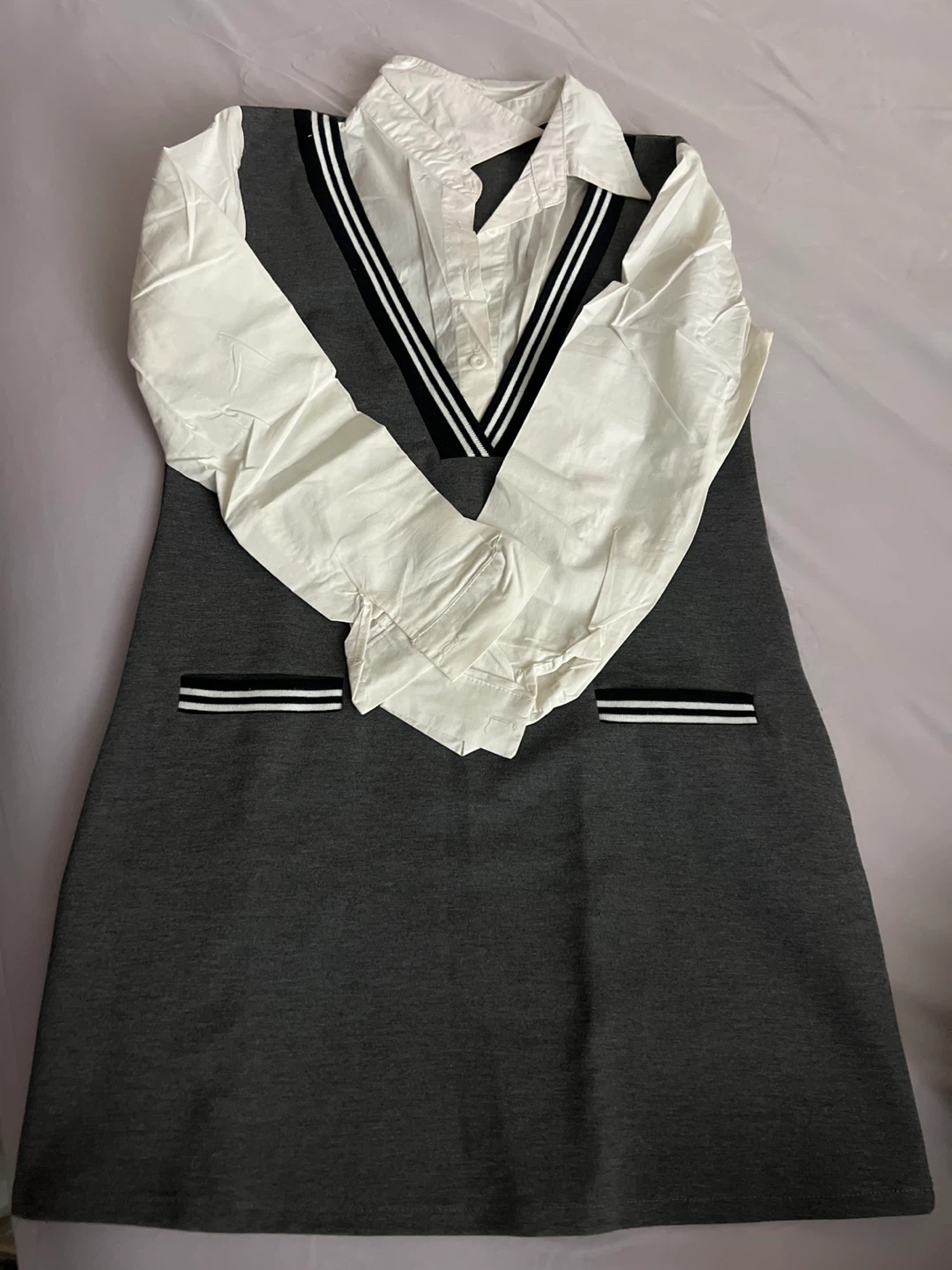 Grey & White Dress