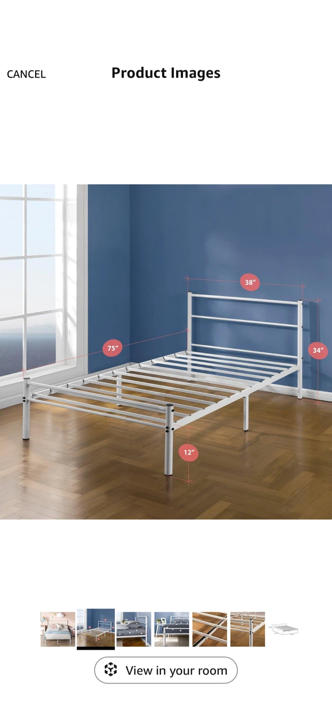 White Metal Twin Bed Frame - photo 3