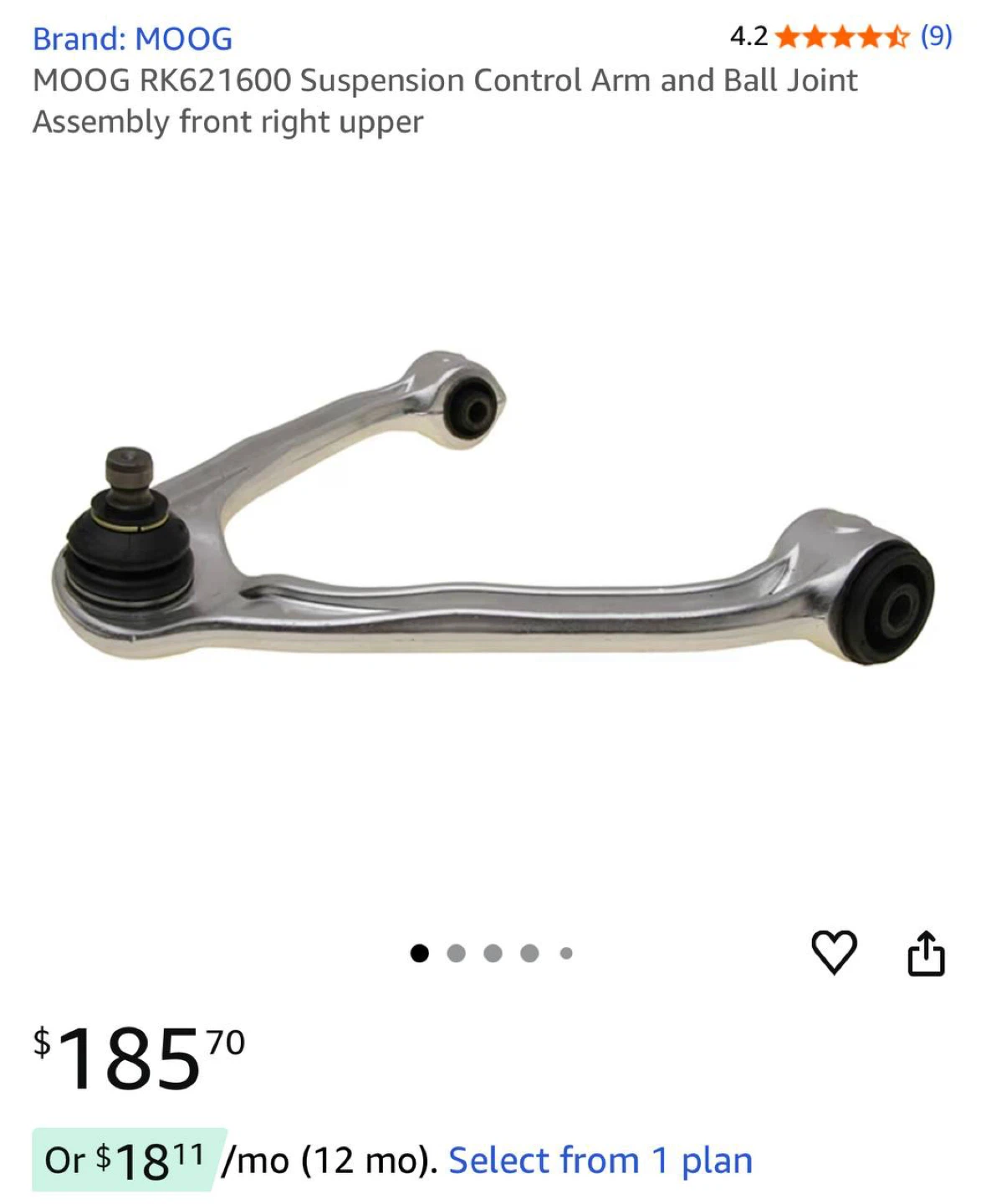 MOOG RK621600 Front Upper Control Arm w/ Ball J - photo 4