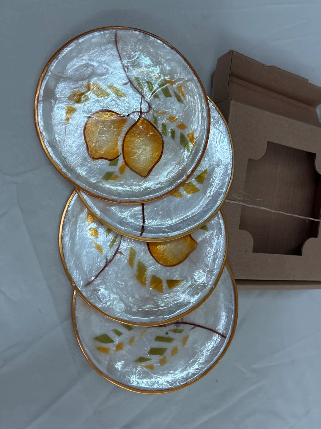 🧡  Capiz Shell Coasters (Set of 4) - photo 2