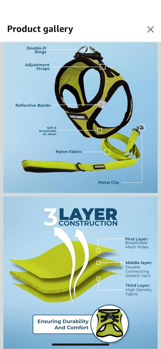 NEW-Voyager Lime Green Dog Harness! - photo 2