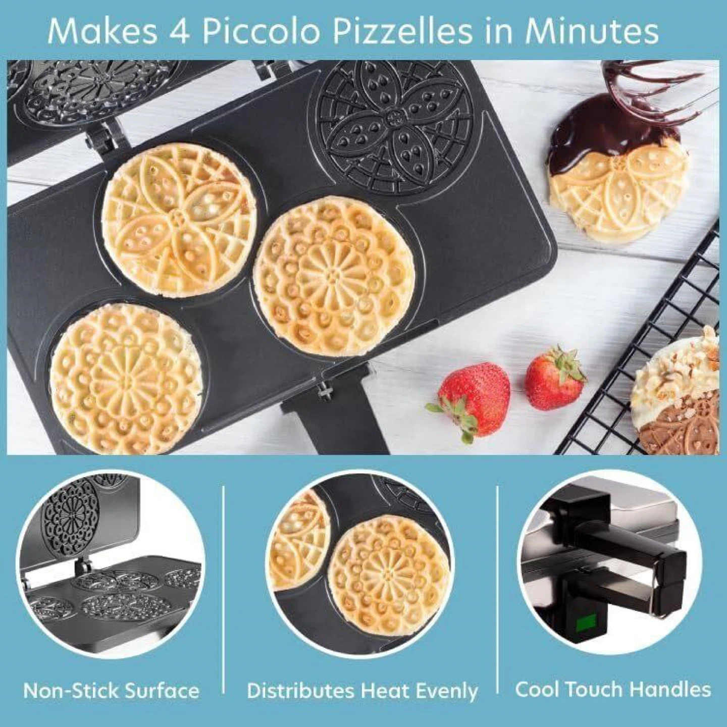 Mini Pizzelle Waffle Iron 4 Cookies at Once - photo 2