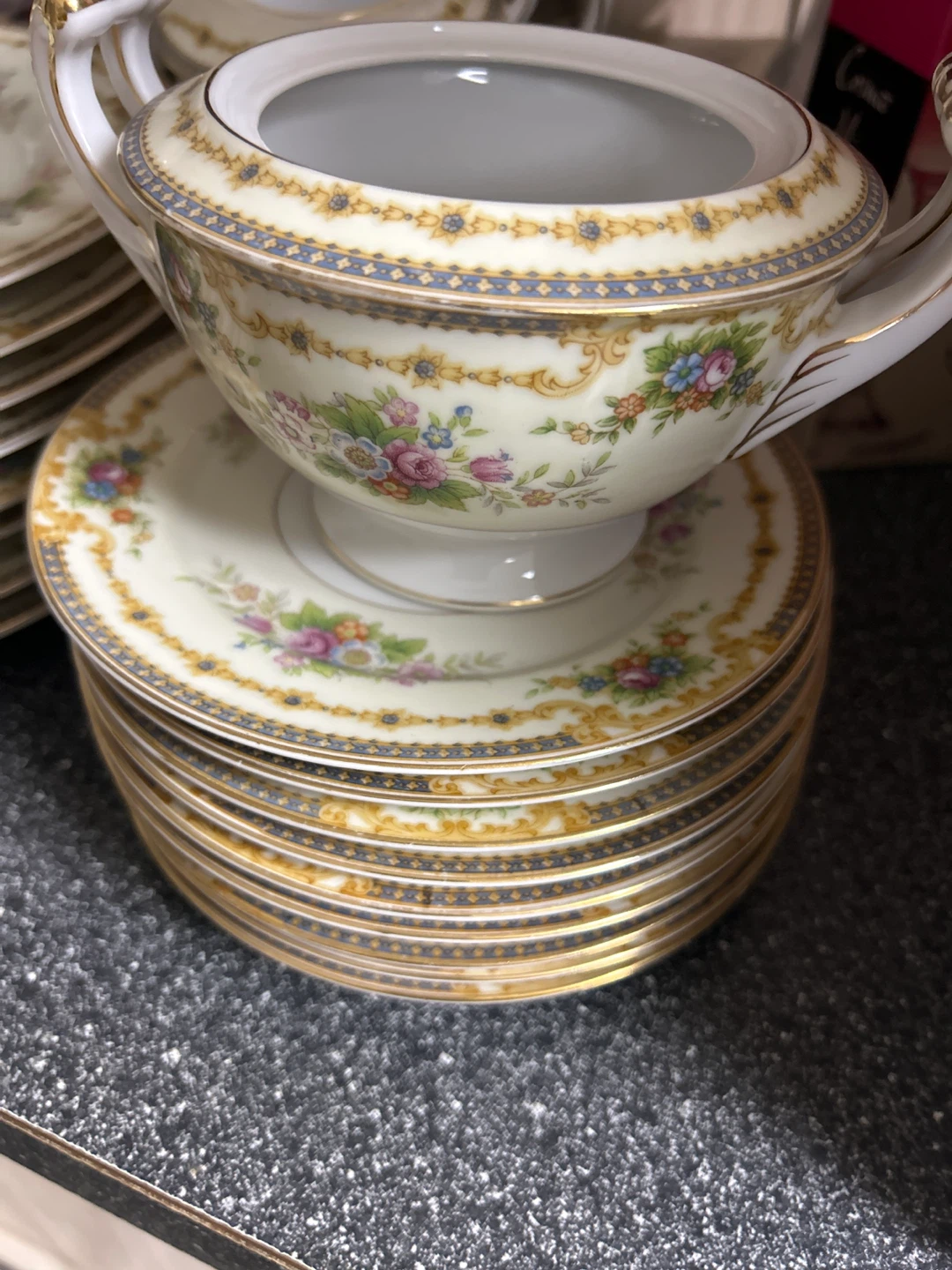 Gold China Floral Dinnerware Set - photo 3