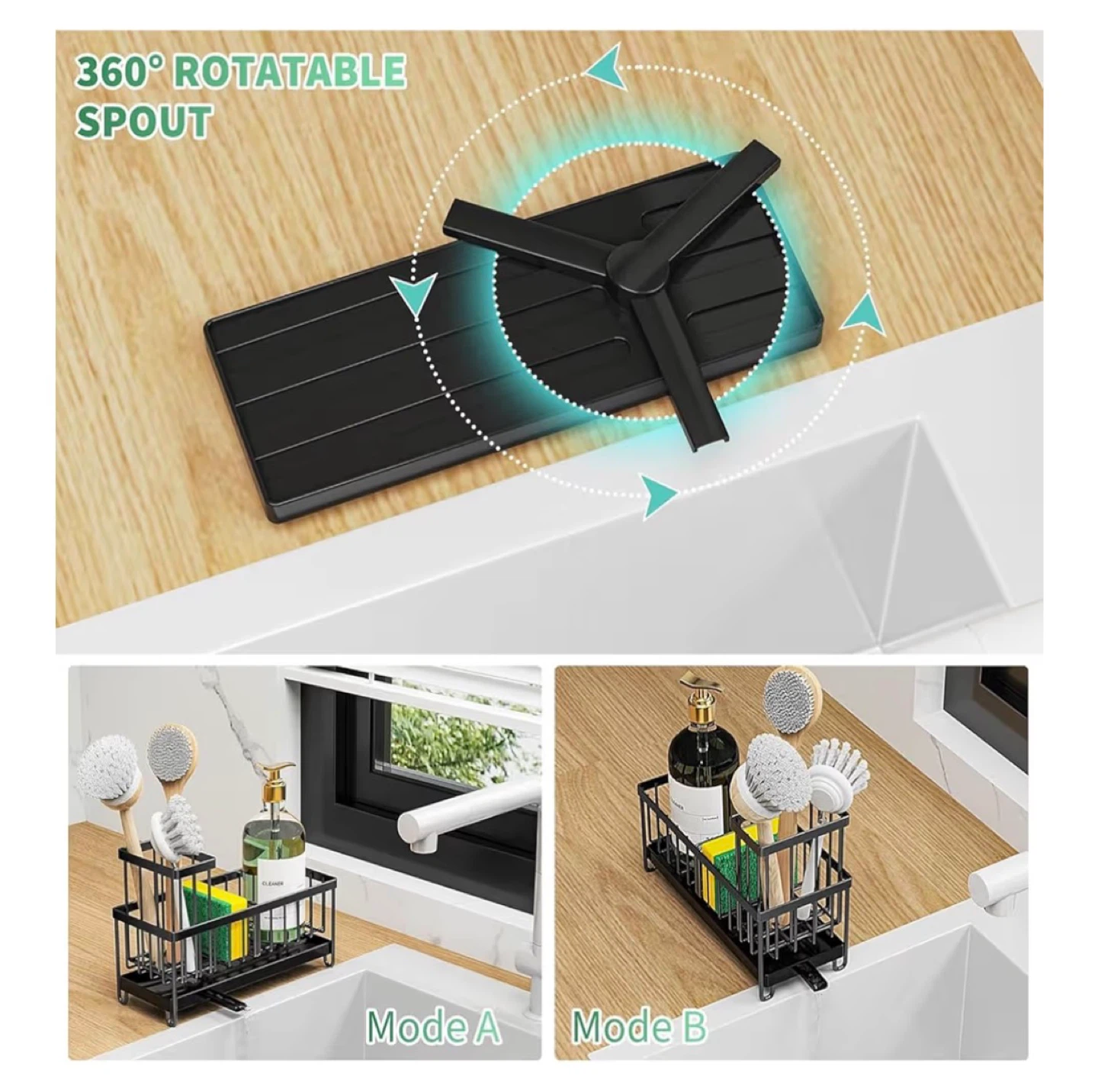 BRAND NEW Kitchen Sink Caddy Organizer, Black - photo 3